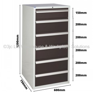 Euroslide Storage Cabinet 6 Drawer 1200mm